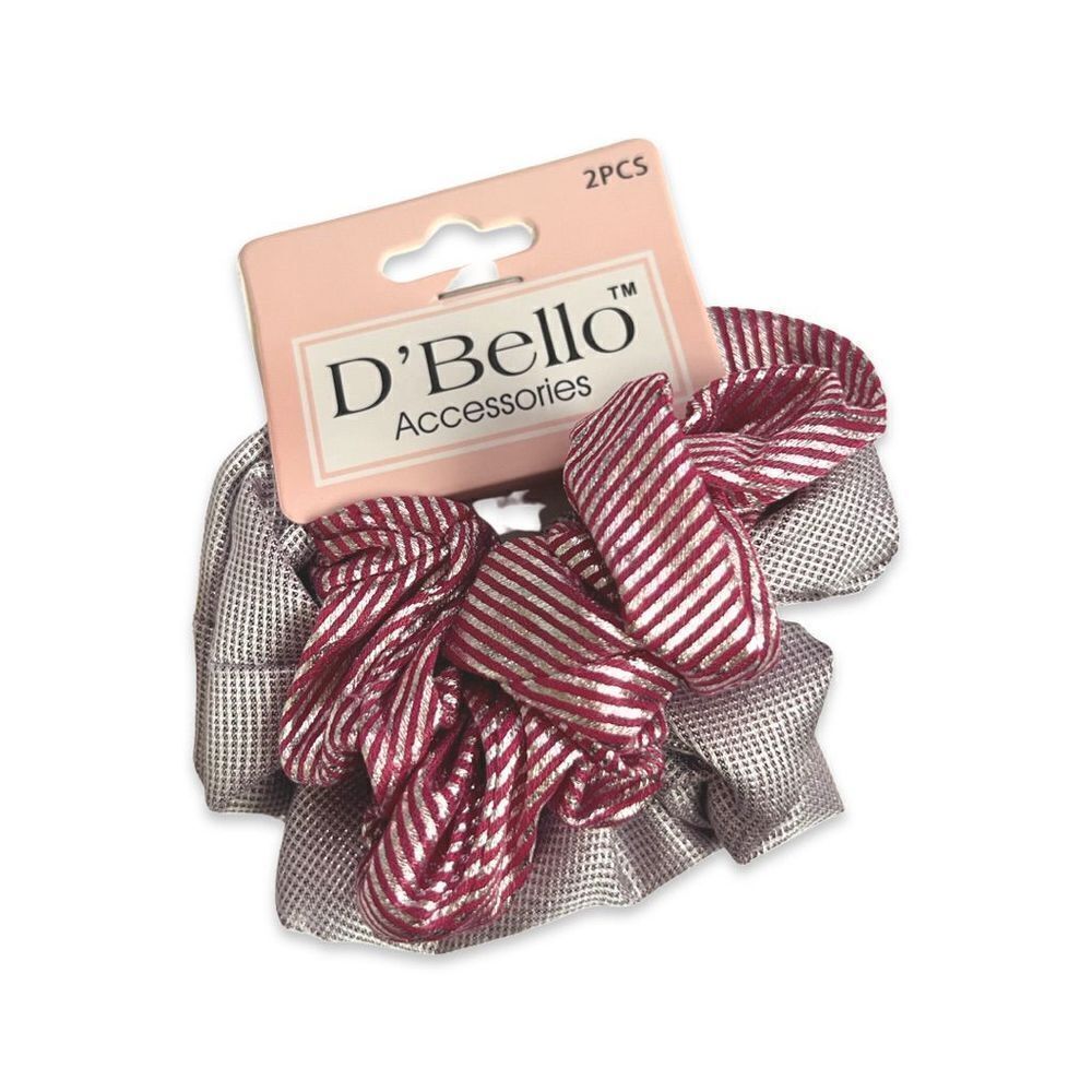 D'Bello Hair Accessories Set of 2 Shiny Scrunchies